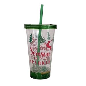 Acrylic Tumbler with Straw Lights Up Tis the Season To Sparkle 16 oz.
